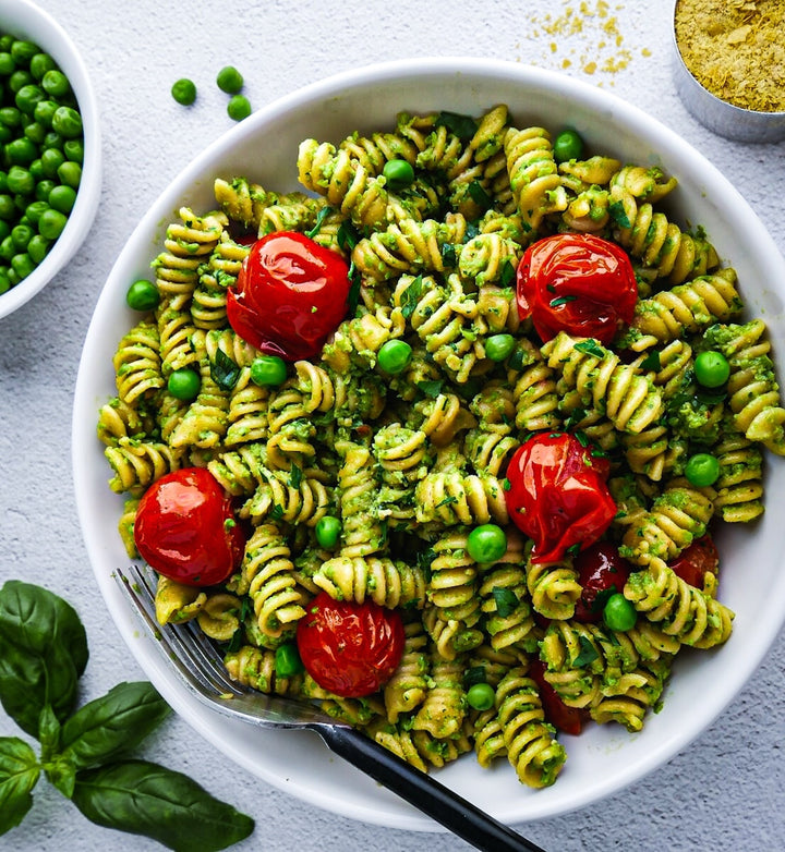 Cheesy Pesto Pea Pasta